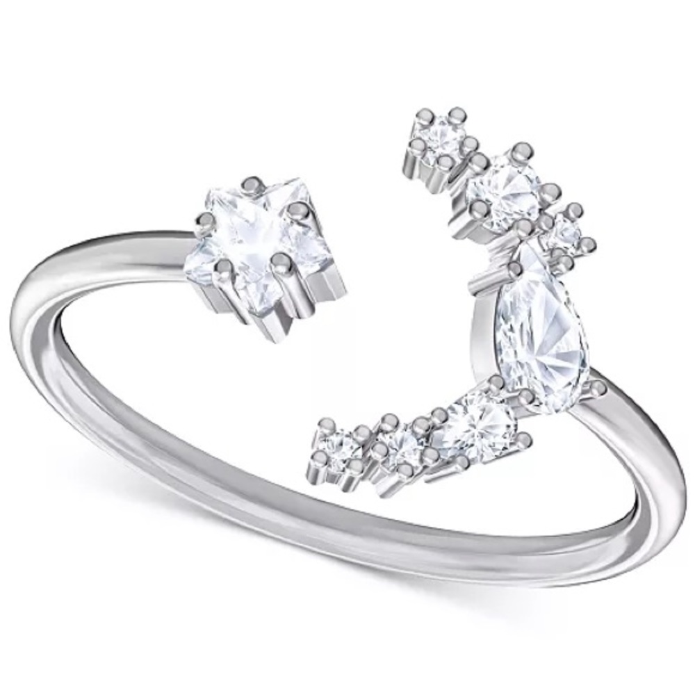 ISO- Swarovski Penelope Cruz Moonsun Silver Crystal Ring SZ 5